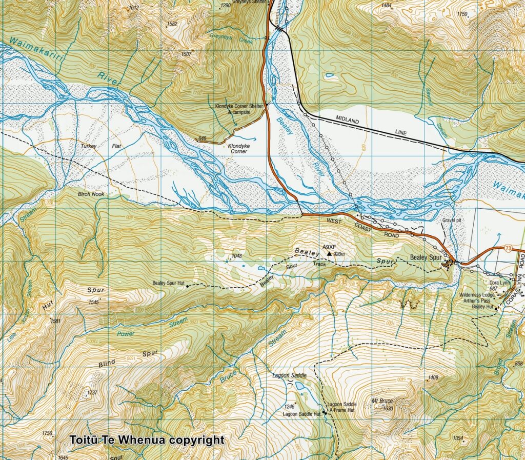 Toitū Te Whenua copyright Sourced from Topo50 Map BV20