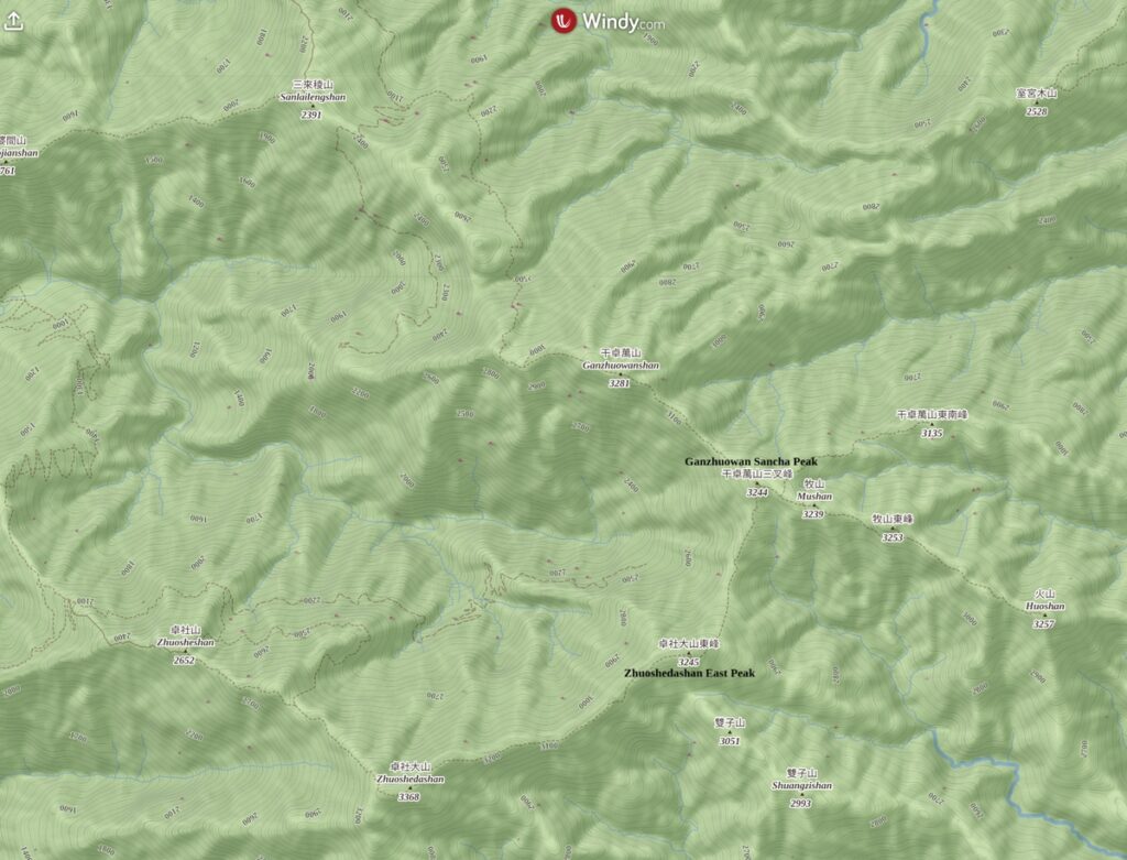 Ganzhuowan Peaks (干卓萬群峰), the Trickiest Trail in My Hiking History Ganzhuowan Peaks 干卓萬群峰 map