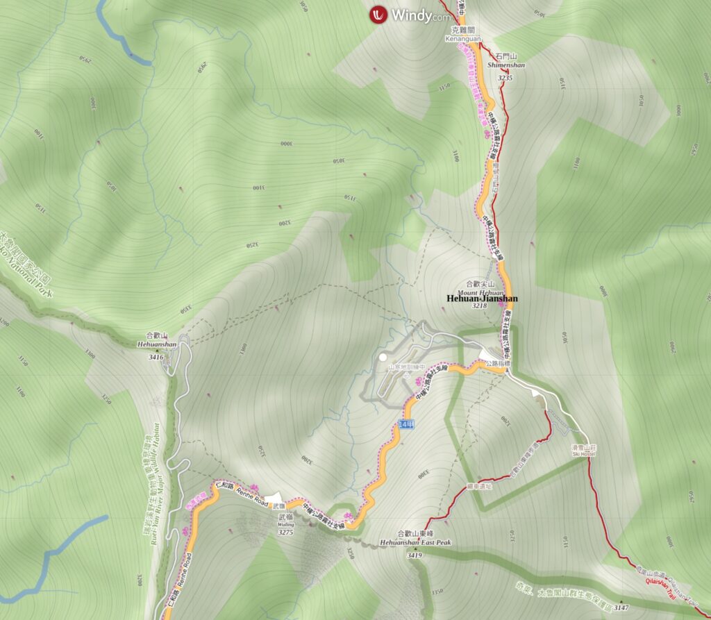Hehuanshan (合歡山), the Renowned High Mountains that are Beginner Friendly Hehuanshan map