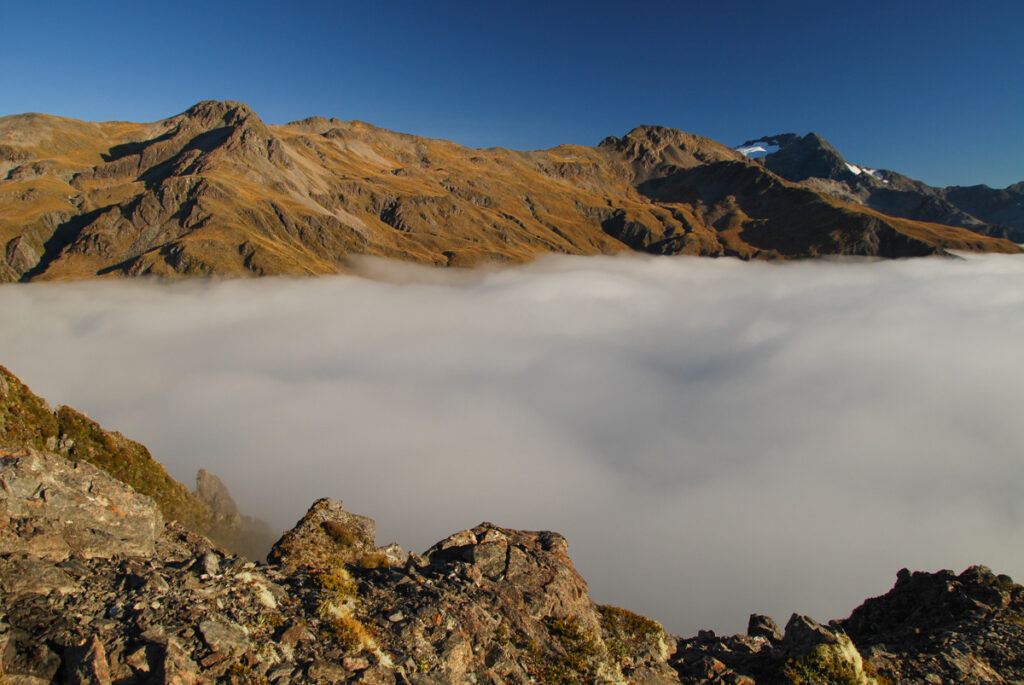 Mt. Bealey - Avalanche Peak Traverse; the Exciting but not Extreme Off-Trail Hiking in Arthur's Pass National Park Looking toward Lyell Peak and Avalanche Peak while Mt. Rolleston was still behind the ridge.