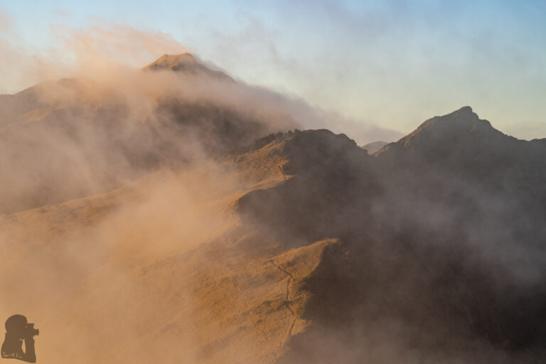Qilai Main Peak in mist