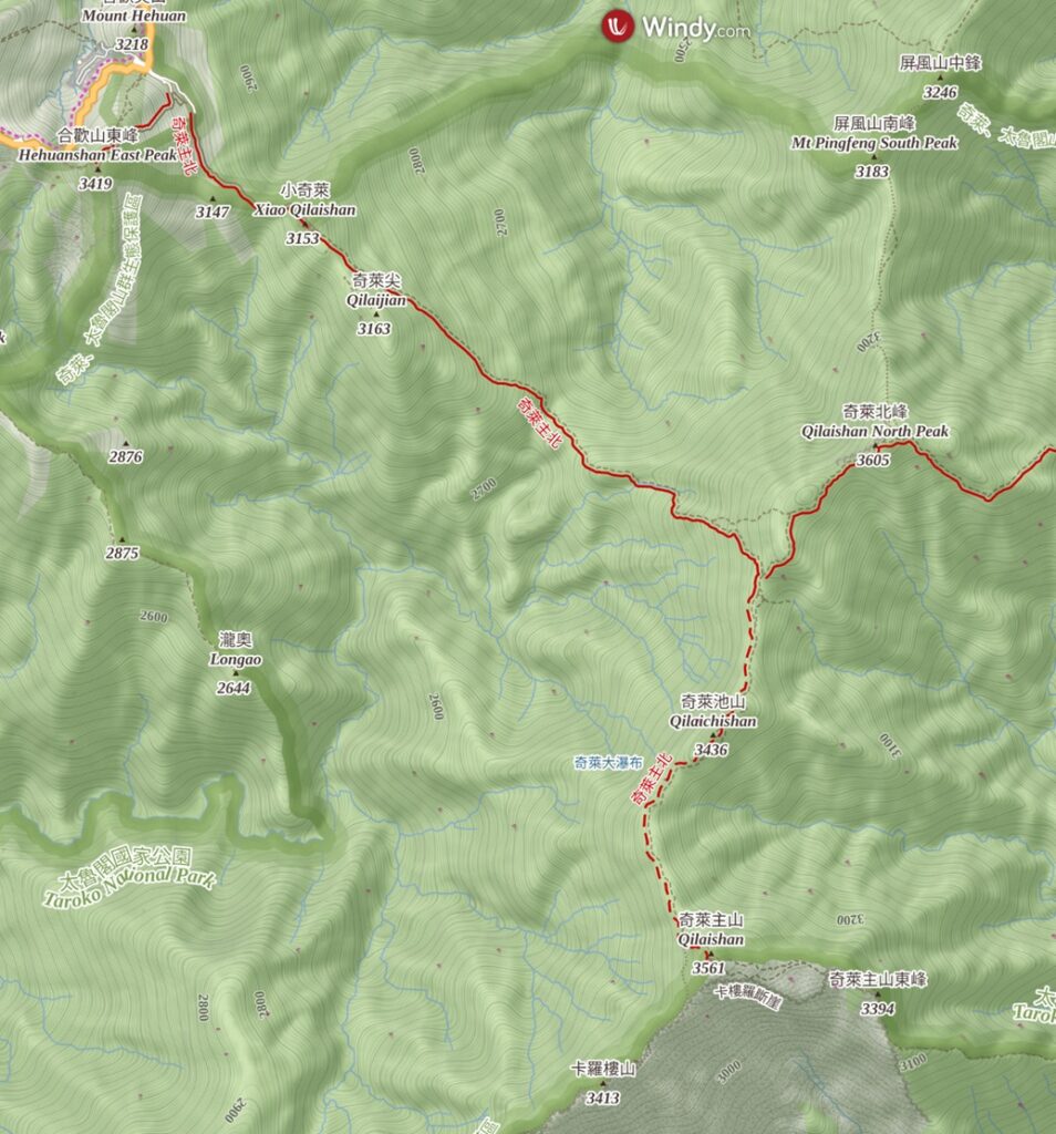 Qilaishan Main & North Peak (奇萊主北), My First Multiday Hike on the High Mountains of Magnificence and Misfortune Qilaishan Main & North Peak map