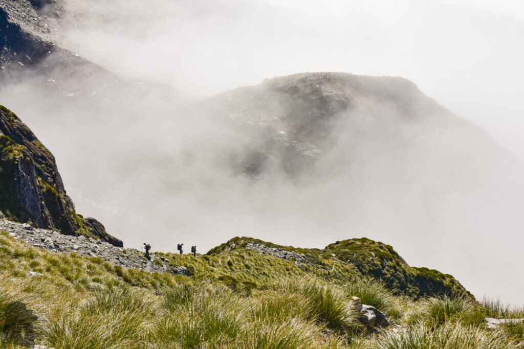 Sefton Bivouac (Sefton Bivvy), the Climb along the Precipitous Trail above Mount Cook Village Sefton Bivouac