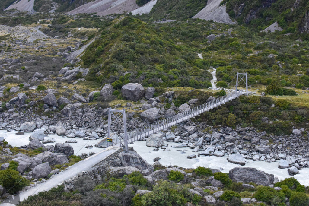 Sefton Bivouac (Sefton Bivvy), the Climb along the Precipitous Trail above Mount Cook Village Hooker Valley Track, the track to access the route for Sefton Bivouac