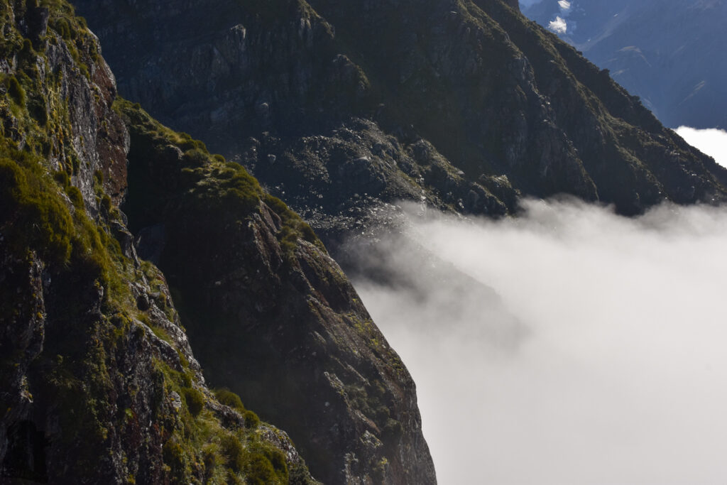 Sefton Bivouac (Sefton Bivvy), the Climb along the Precipitous Trail above Mount Cook Village Sefton Bivouac