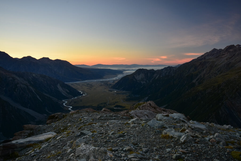 Sefton Bivouac (Sefton Bivvy), the Climb along the Precipitous Trail above Mount Cook Village Sefton Bivvy