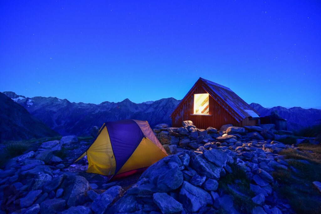 Sefton Bivouac (Sefton Bivvy), the Climb along the Precipitous Trail above Mount Cook Village Sefton Bivouac