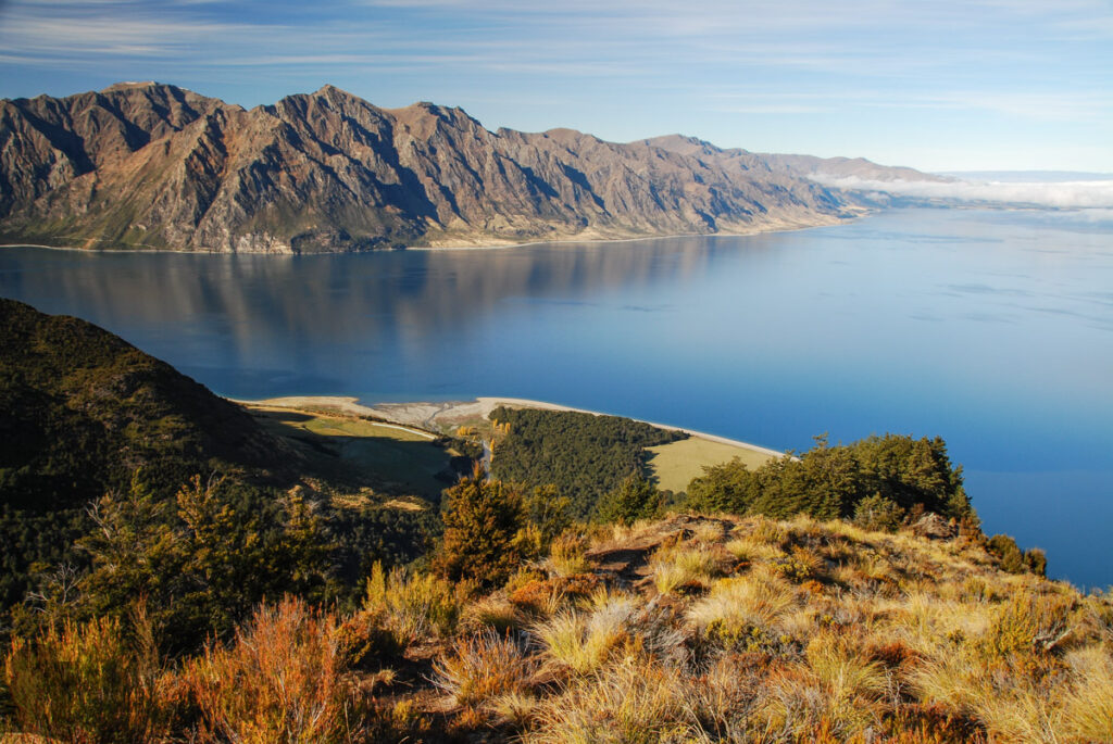 Sentinel Peak, the Summit on the Serrated Ridge Overlooks Lake Hāwea and Lake Wānaka Lake Hawea