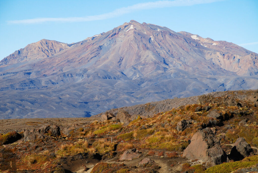 Mount Ruapehu; there are glaciers on it.