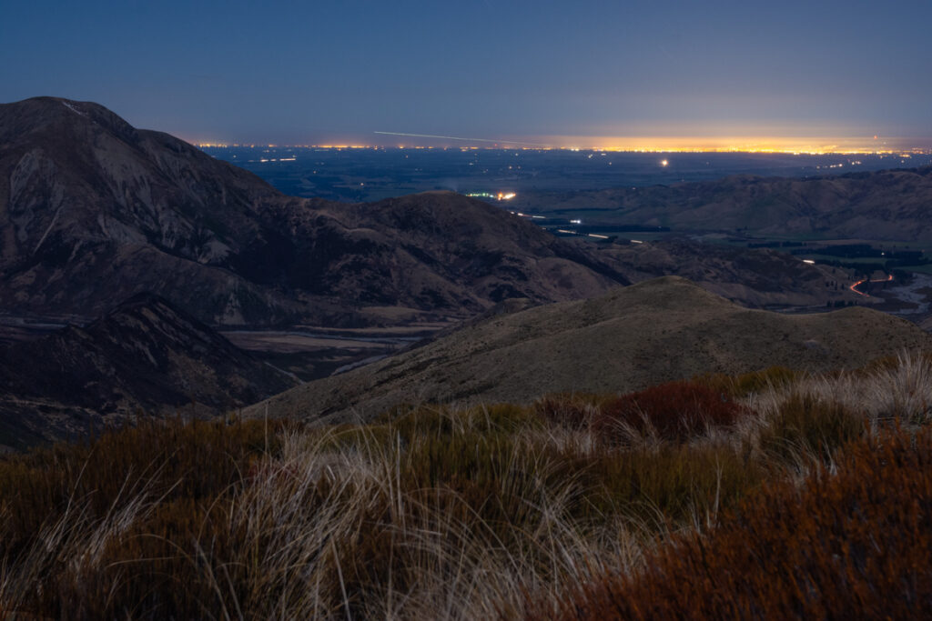 Trig-M Route, a Short Walk to Overlook Lake Lyndon and Porters Pass City light of Christchurch