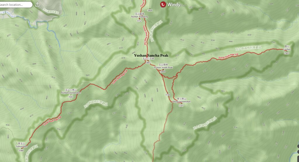 Yushan Rear Four Peaks (玉山後四峰), the Less-Visited Peaks to the South of Yushan, the Trails without Clamor Yushan Rear Four Peaks map