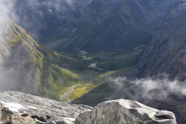 Gertrude Valley, straight ahead of my position; the car park and highway were insight.