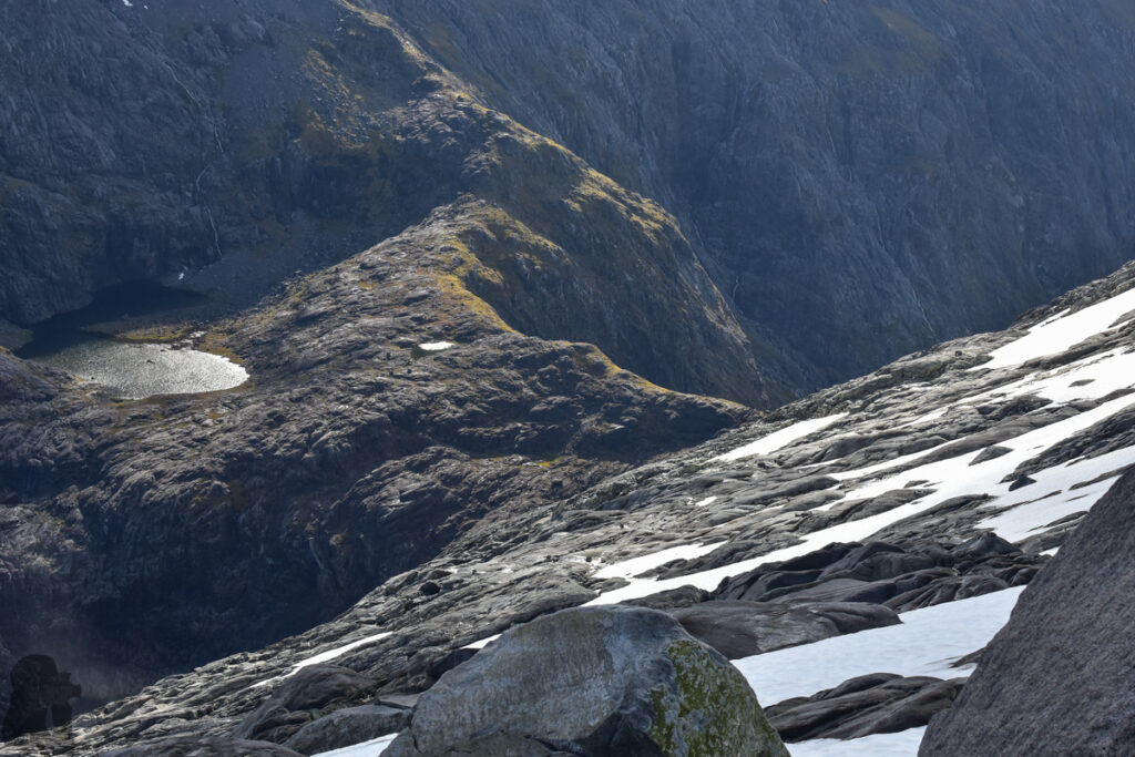 A camp near Barrier Knob; overlooking the dreamy Gertrude Valley and Lake Adelaide Gertrude Saddle and the upper lake which feeds the Black Lake