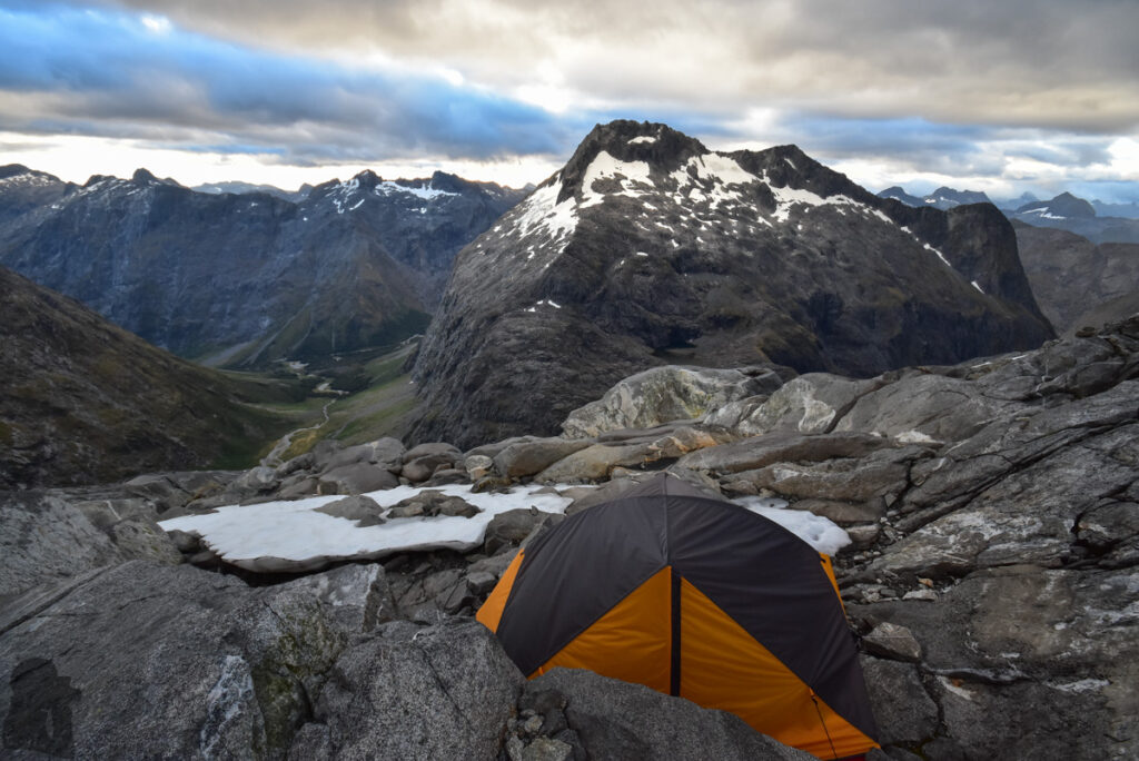 A camp near Barrier Knob; overlooking the dreamy Gertrude Valley and Lake Adelaide My VIP campsite with the luxurious view