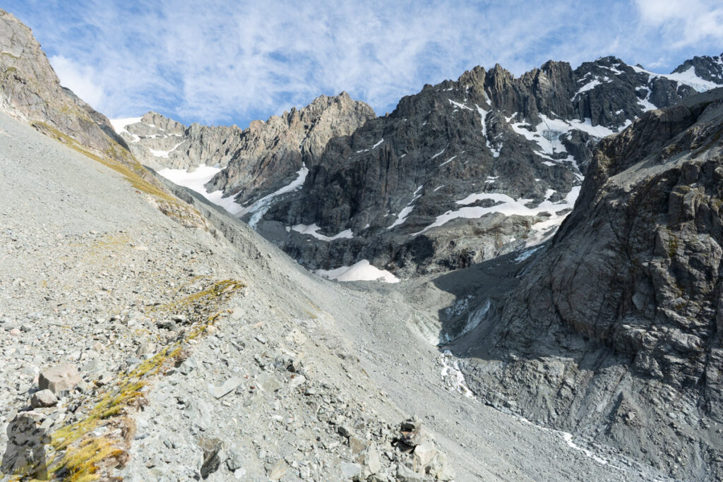 Cameron Hut, a Strenuous Hike to the Remotest Hut in Canterbury terminus of Cameron Glacier in the front