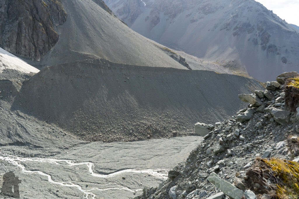 Cameron Hut, a Strenuous Hike to the Remotest Hut in Canterbury Looking to the lateral moraine of the other side