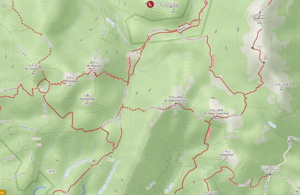 Datunshan (大屯山) & Miantianshan (面天山), the Lush Home of Silver Grass Datunshan Miantianshan map