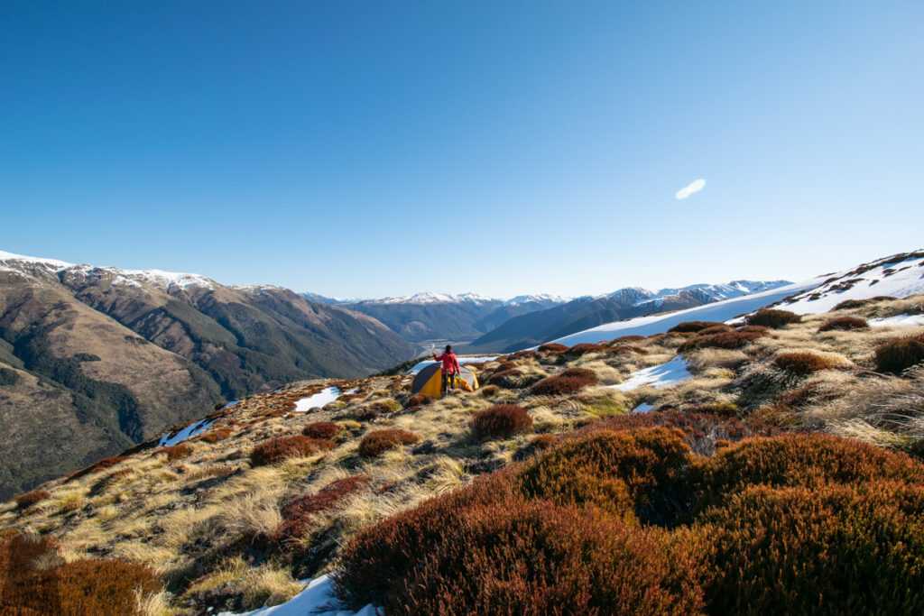 Faust in Snow; Camping on its Snowy Ridge Faust