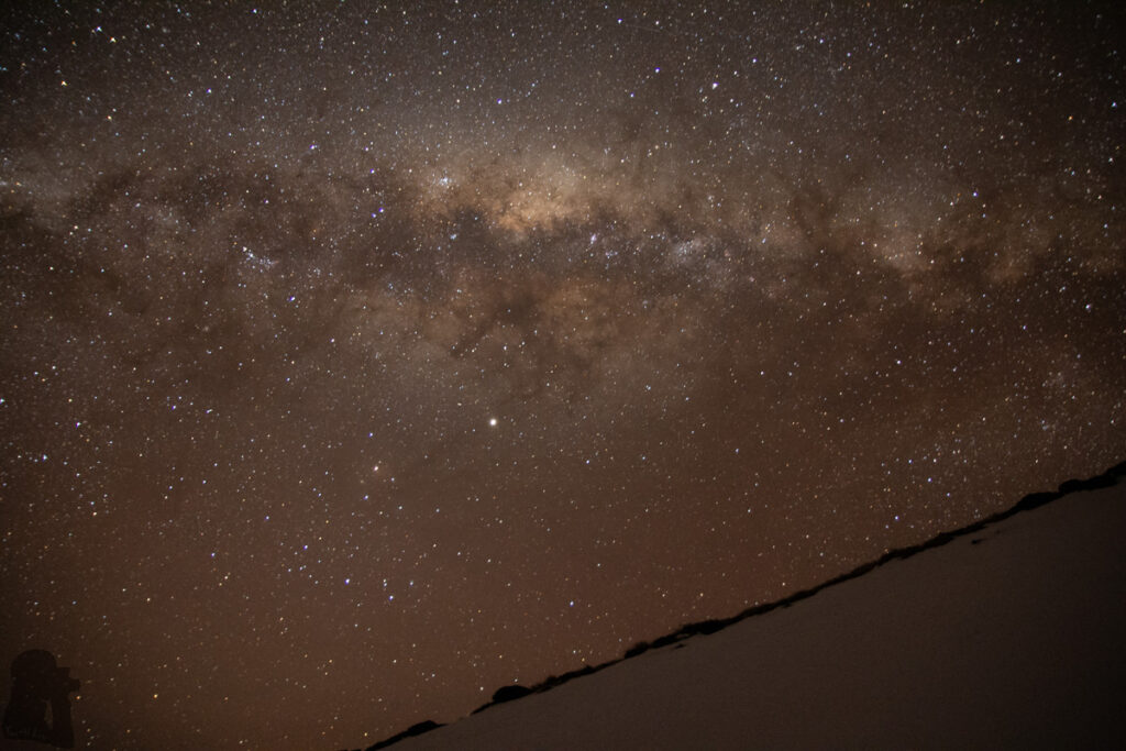Faust in Snow; Camping on its Snowy Ridge One of the clearest night skies I’ve ever seen; it does not need much editing to let the Milky Way stand out.