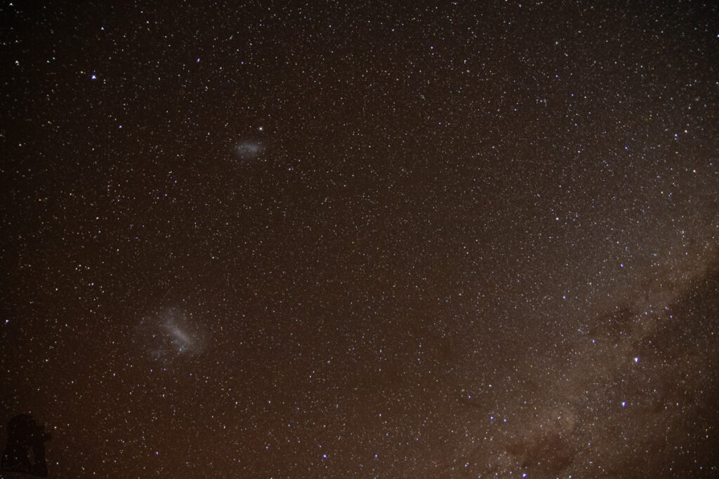Faust in Snow; Camping on its Snowy Ridge Small and Large Magellanic Cloud accompanying by Milky Way, are visible to naked eyes in southern sky.