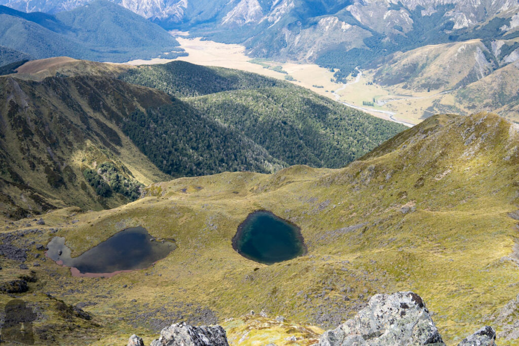 Faust, Libretto Range, Camp by its Colorful Tarns on the Ridge These are the two tarns to the north of Pt 1607