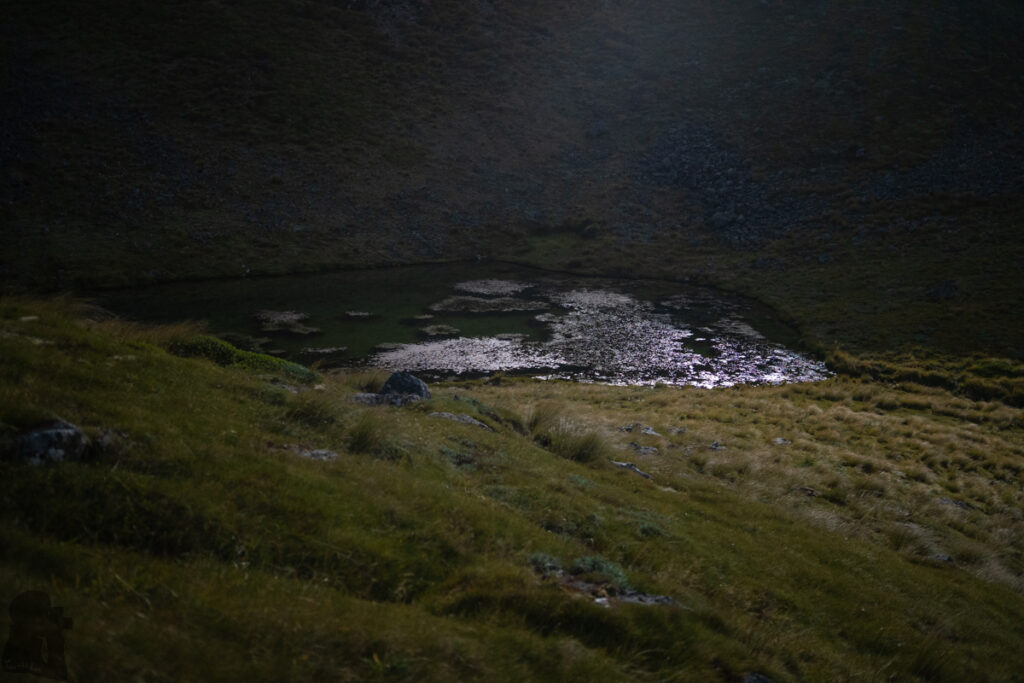 Faust, Libretto Range, Camp by its Colorful Tarns on the Ridge Moon lit the tarn.