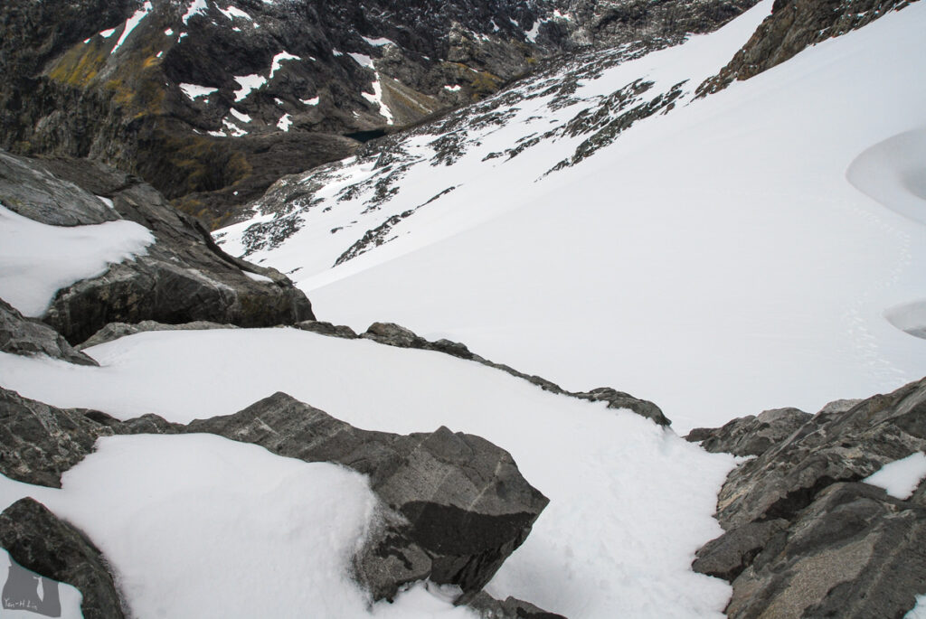Gertrude Saddle Route, My Favorite Trail to View the Breathtaking Fiordland Traverse Pass was really small and steep, nowhere to stand comfortably to photo the scenery around.