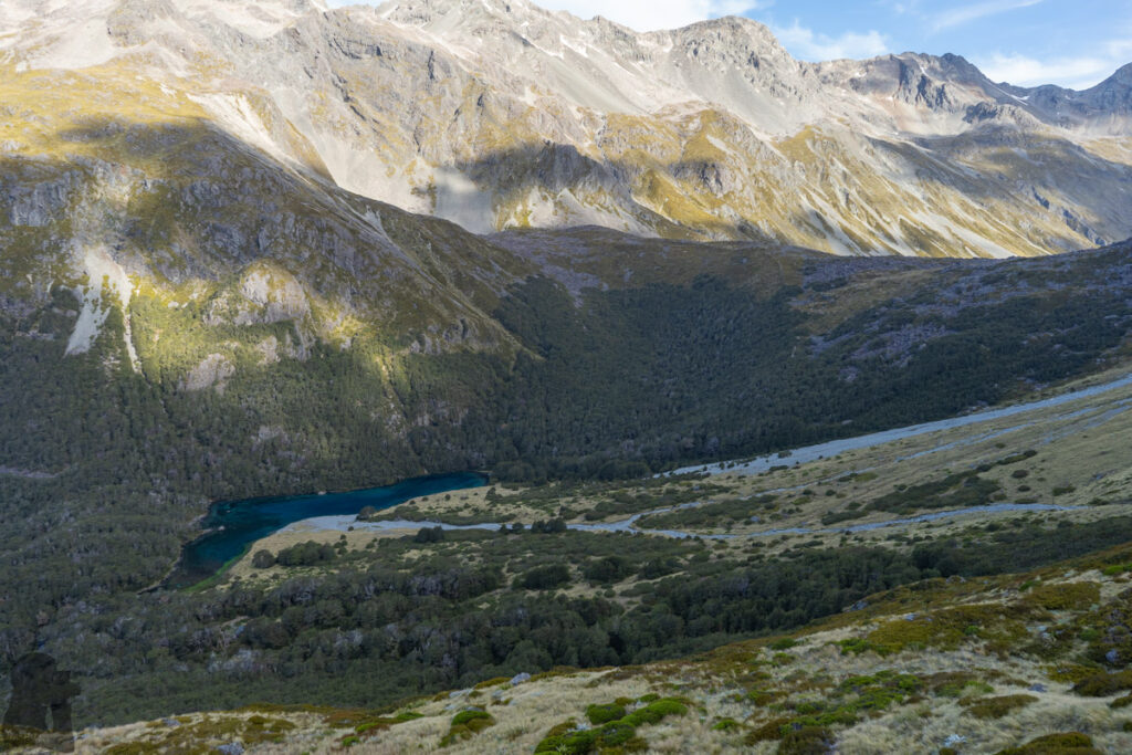 Blue Lake & Sabine Track-Moss Pass-D’Urville Track; Revisit the Clearest Fresh Water in the World on a Lesser-Visited Route the landslide debris that separates Lake Constance from Blue Lake