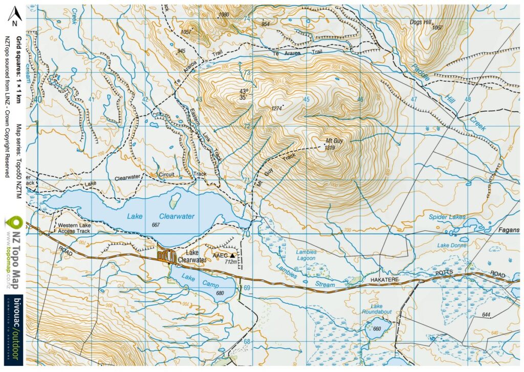 Mt. Guy & Lake Clearwater, Climb to the Vivid Snowy Scenery of Ashburton Lakes Mt Guy Lake Clearwater map
