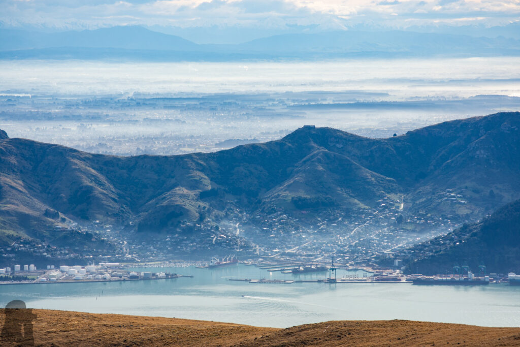 Mount Herbert / Te Ahu Pātiki, Overlooking the Canterbury and Beyond on the Tallest Mountain of Banks Peninsula The port and town of Lyttelton; Gondola Summit Station is also visible.