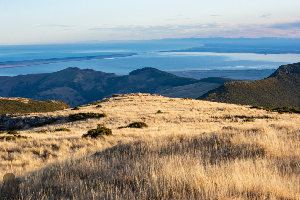 Mount Herbert / Te Ahu Pātiki, Overlooking the Canterbury and Beyond on the Tallest Mountain of Banks Peninsula The southwestern side of Mt. Herbert: Lake Ellesmere, Kaitorete Spit and Canterbury Bight