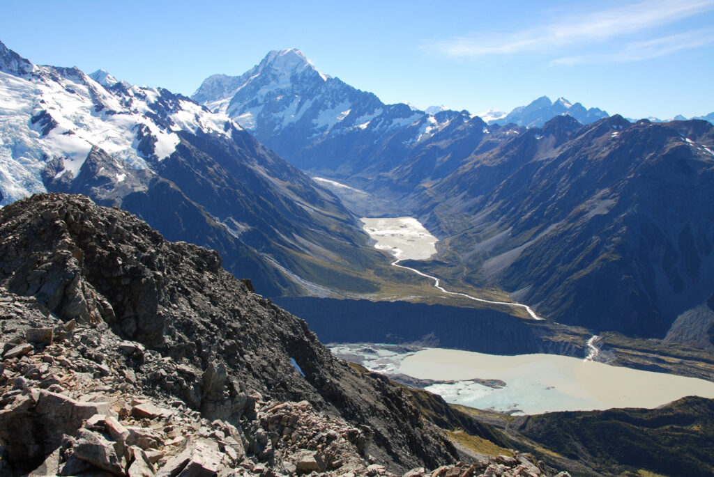 Mueller Hut Route & Mount Ollivier, Climbing High for the Panorama of Hooker Valley and Mount Cook Mt. Cook; realm of elite mountaineers