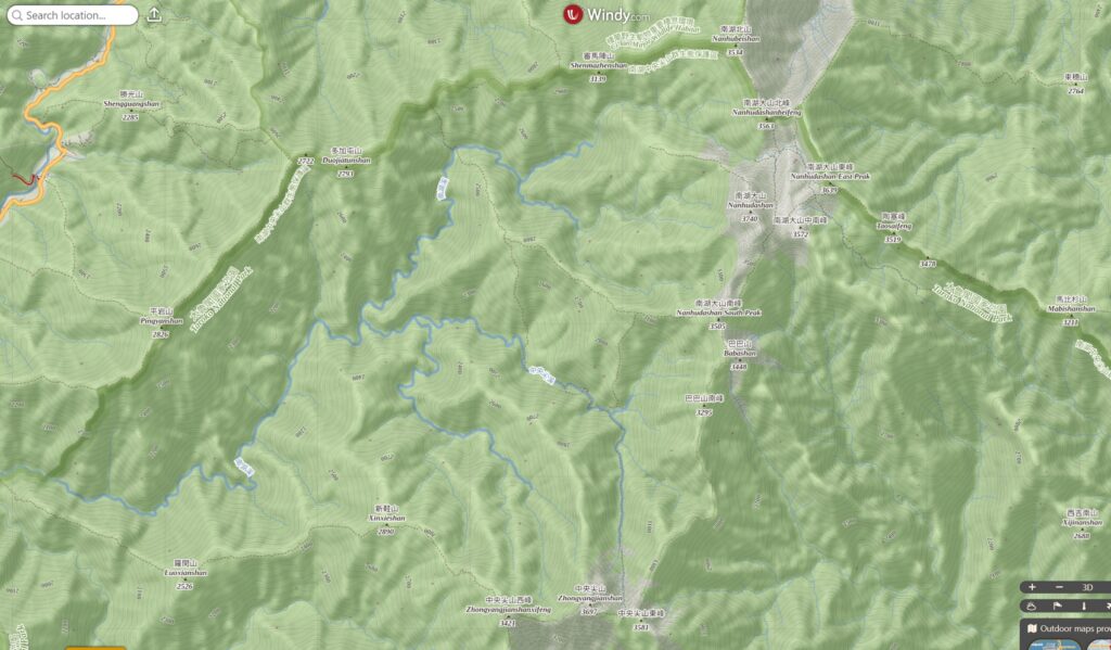 North Section 1 (北一段), Climb the Glacier-Visited Nanhudashan (南湖大山) and the Formidable Zhongyangjianshan (中央尖山) North Section 1 map