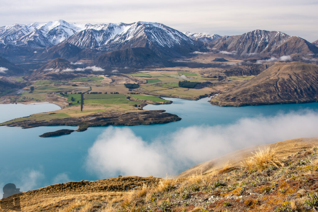 Peak Hill, the Gentle Hill Flanked by the Peaceful Lake Coleridge and Braided Rakaia River Lake Coleridge
