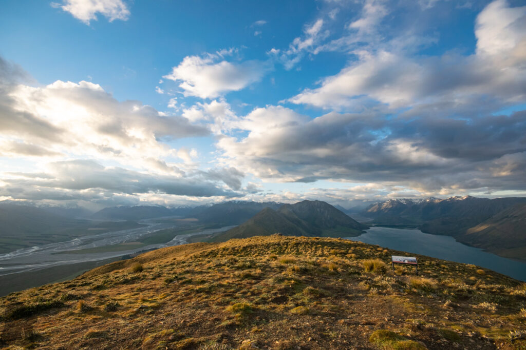 Peak Hill, the Gentle Hill Flanked by the Peaceful Lake Coleridge and Braided Rakaia River Peak Hill