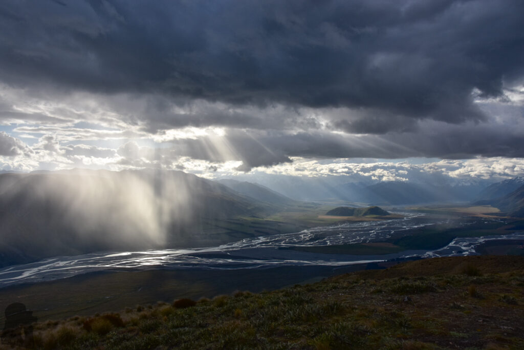Peak Hill, the Gentle Hill Flanked by the Peaceful Lake Coleridge and Braided Rakaia River Peak Hill