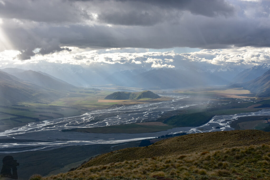 Peak Hill, the Gentle Hill Flanked by the Peaceful Lake Coleridge and Braided Rakaia River Rakaia River