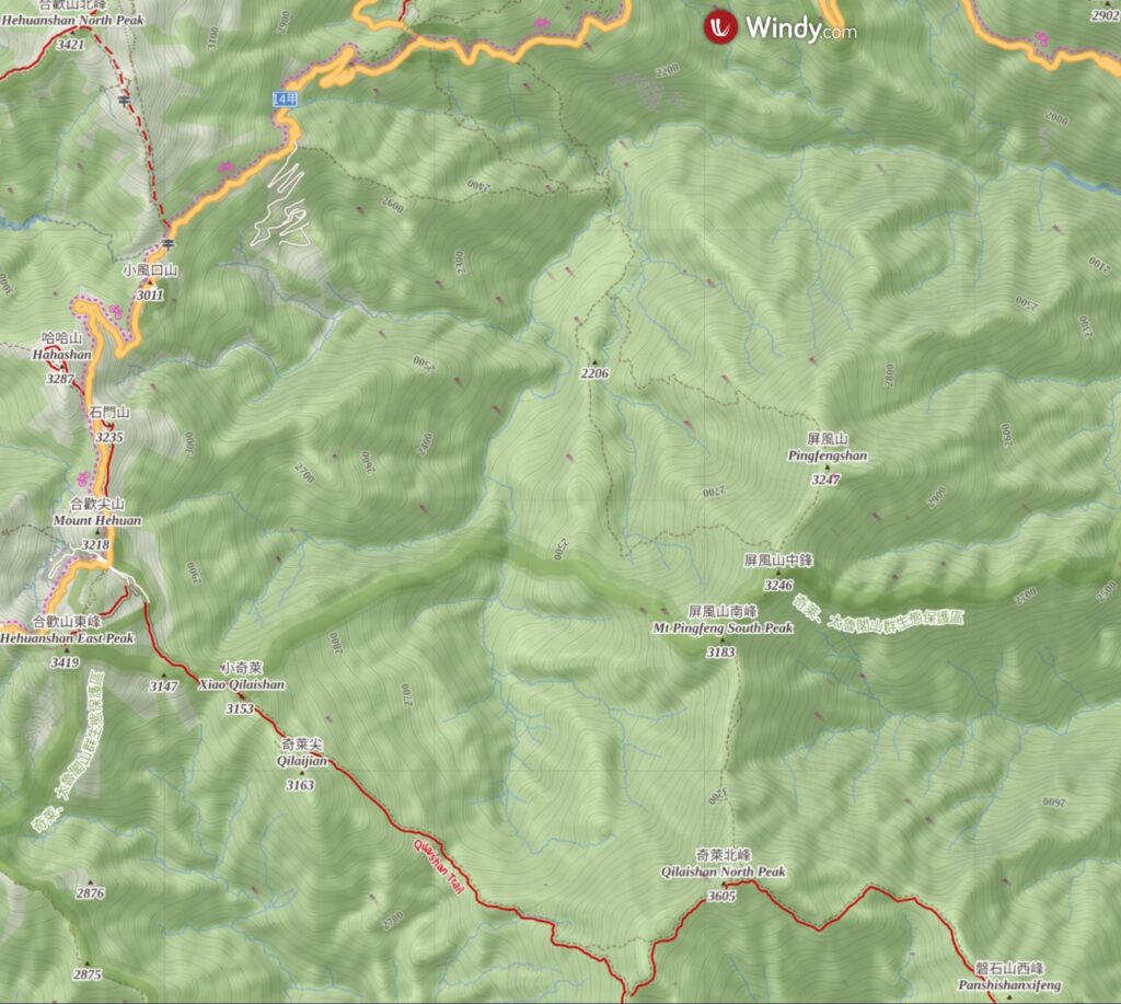Qilai North Face to Pingfengshan (奇萊北壁下屏風), the Spectacular Trail that I Waited for 12 Years Qilai North Face map
