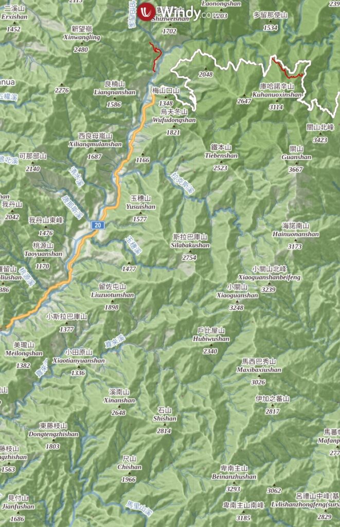South Section 1 (南一段), the Alpine Trail in Southern Taiwan that Traverses the Splendid Cloud South Section 1 map