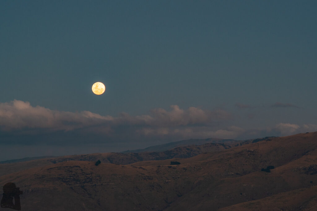 Te Moenga-o-Wheke / The Tors, the Prominent Peak on Port Hills for Viewing the Panorama of Canterbury moon