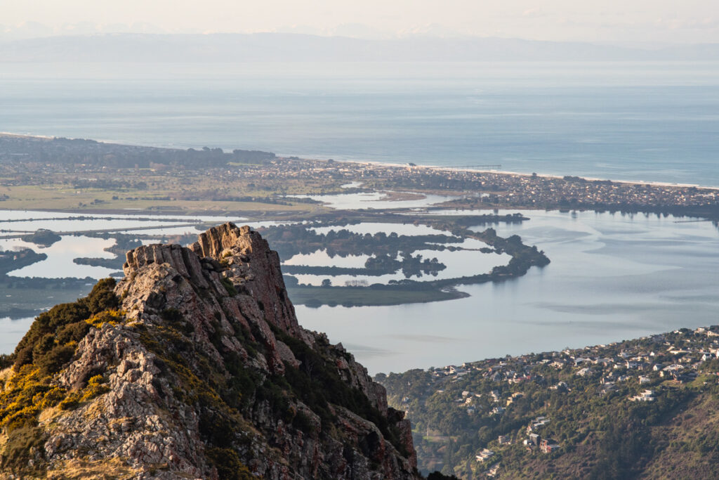 Te Moenga-o-Wheke / The Tors, the Prominent Peak on Port Hills for Viewing the Panorama of Canterbury Estuary of the Heathcote and Avon Rivers / Ihutai