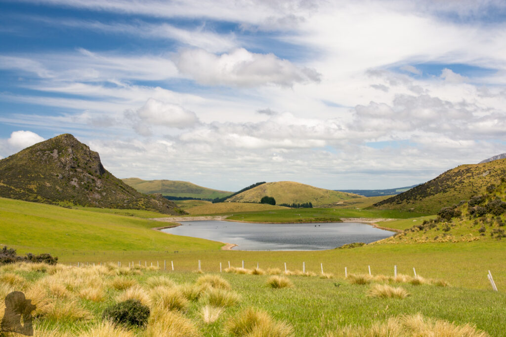 Big Ben, Big Ben Range, Overlook the Spectacular Rolling Hills of Canterbury A pond in the farm