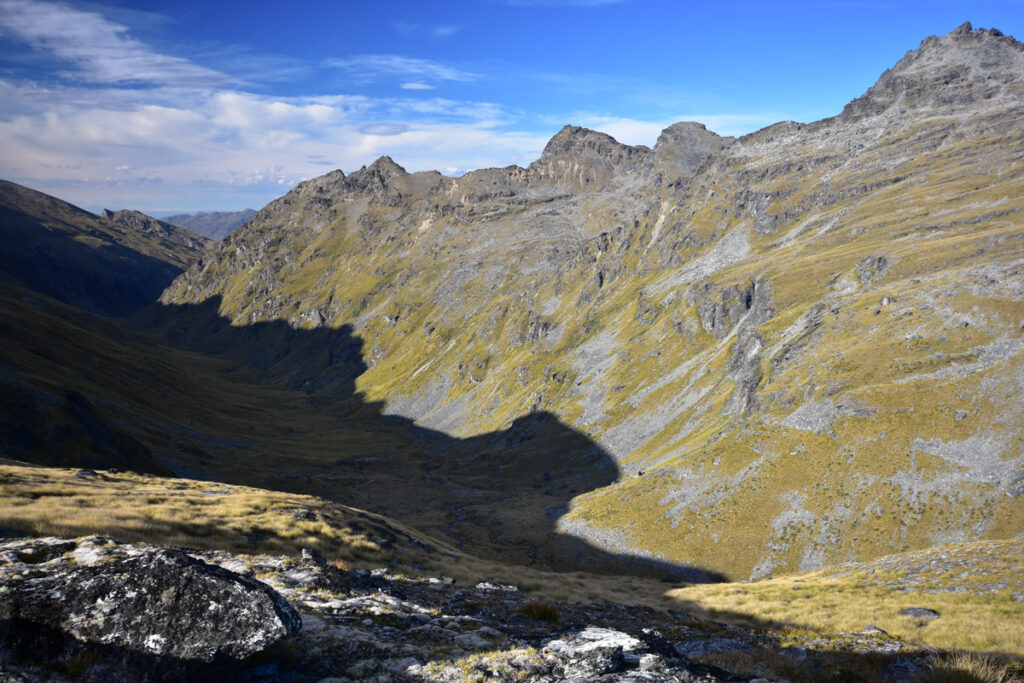 Camping on the Ridge of The Remarkables, Under the Majestic Double Cone The valley of Wye Creek