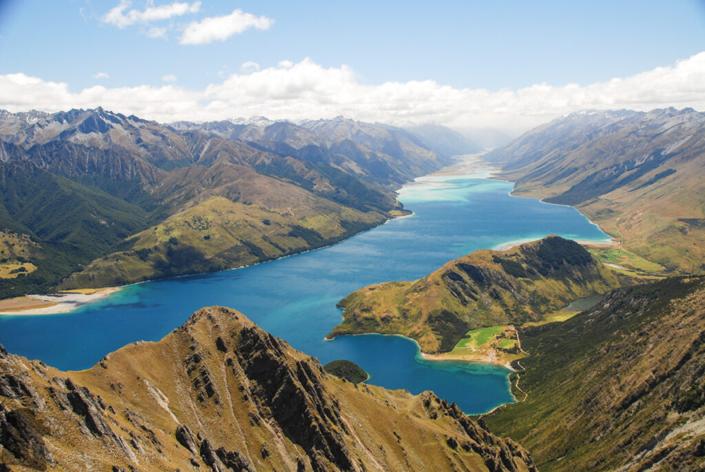 Corner Peak, the Prominent Pyramid Towering up above Lake Hāwea overlooking the gorgeous Lake Hāwea
