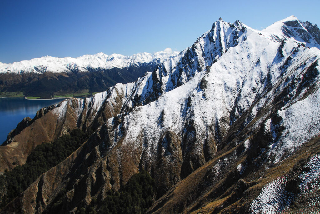 Corner Peak, the Prominent Pyramid Towering up above Lake Hāwea Corner Peak