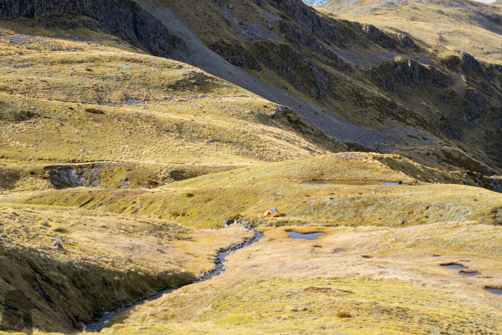 Camping in the Head of Deer Valley, via Lewis Tops Track Our lovely campsite in Deer Valley