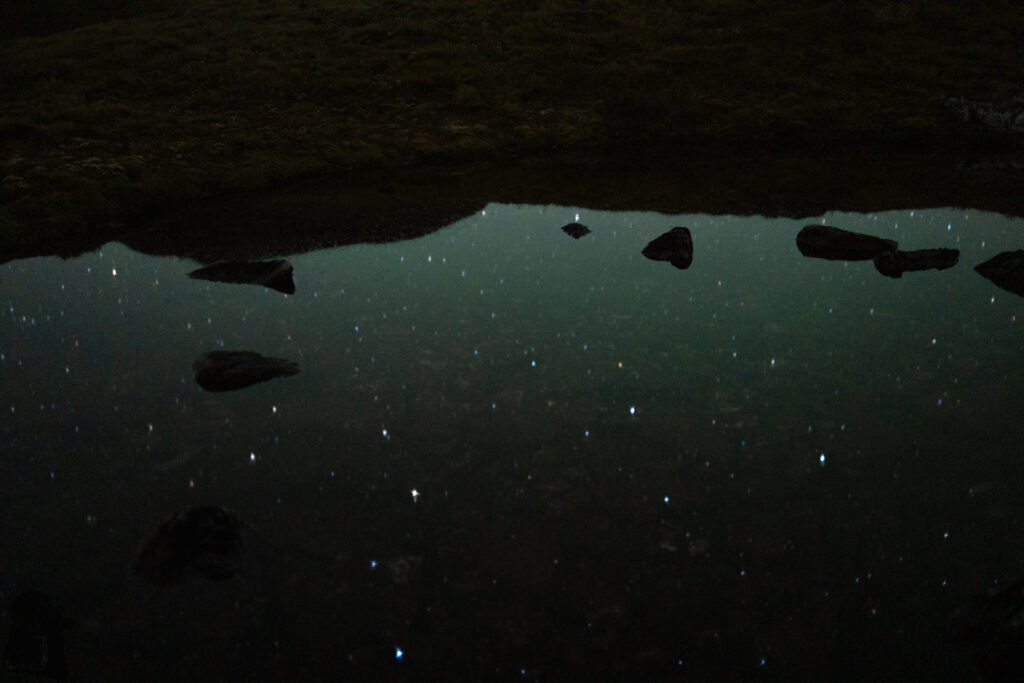 Camping in the Head of Deer Valley, via Lewis Tops Track A starry pond