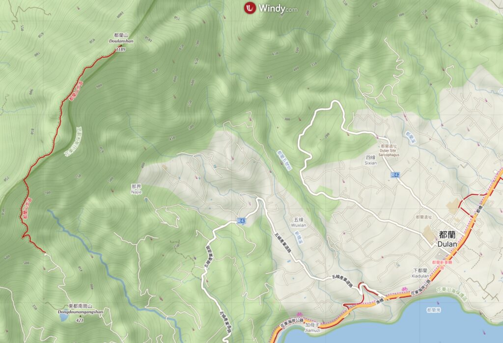 Dulanshan (都蘭山), Taitung, a Majestic Mountain in Southern Coastal Mountain Range Dulanshan map