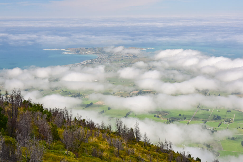 Mt. Fyffe, the Peak with the Bird's Eye View across Kaikōura Peninsula The plain and Kaikōura Peninsula