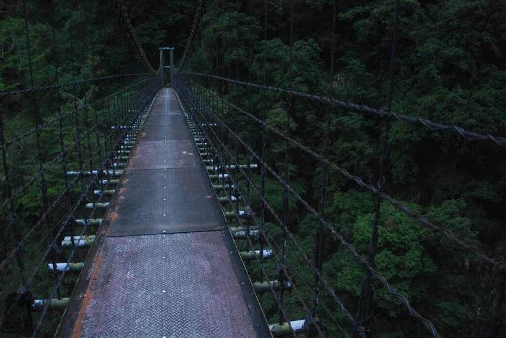 Sinkang Trail (新康橫斷), the Alpine Hike that Traverses Historic Events A suspension bridge on Batongguan Traversing Trail